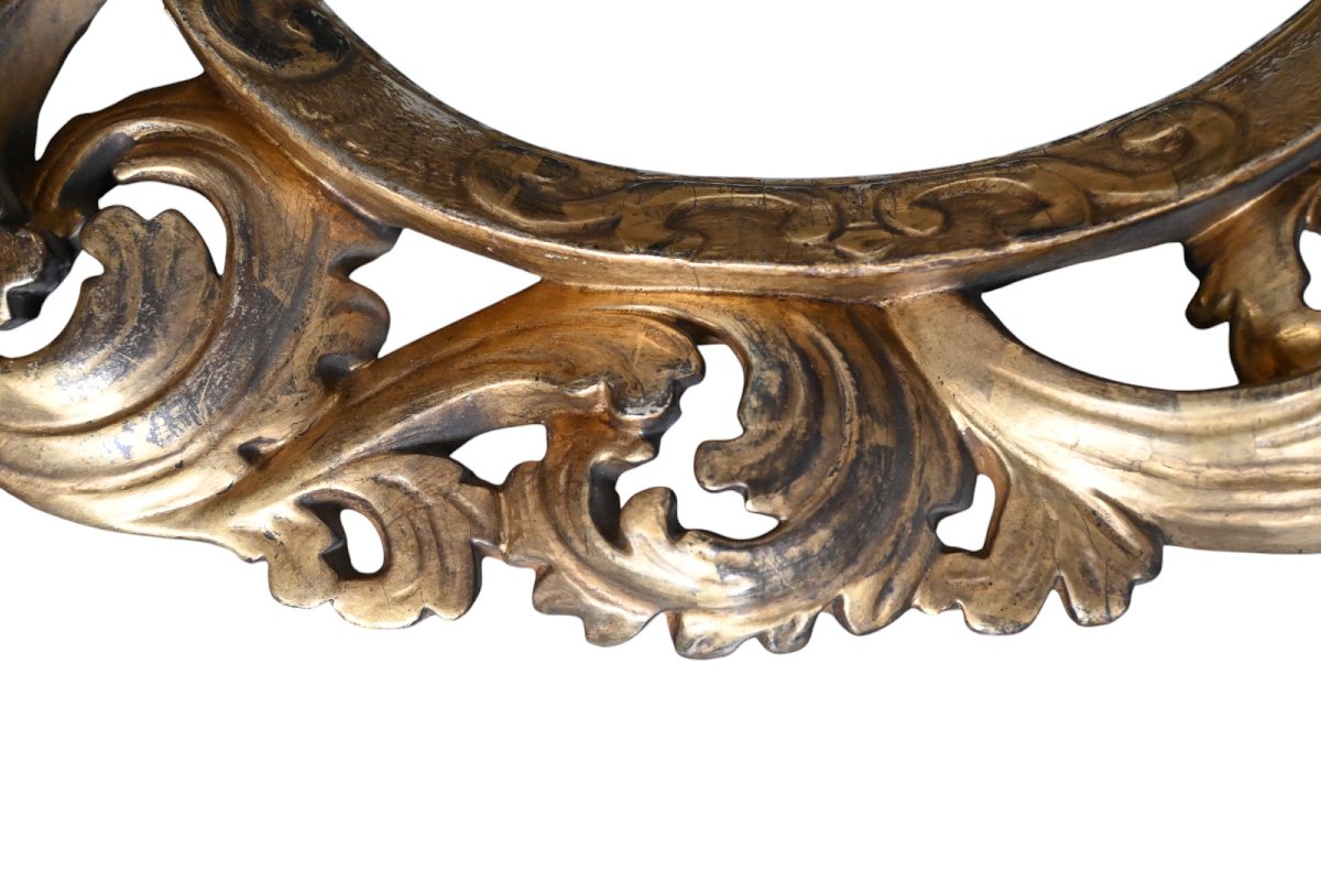 Paire de miroirs / appliques en bois sculpté doré, XIXe siècle-photo-4
