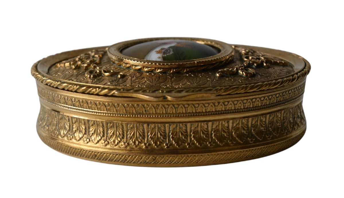 Gilt Bronze Box With Miniature Of Napoleon Bonaparte, 19th Century-photo-3