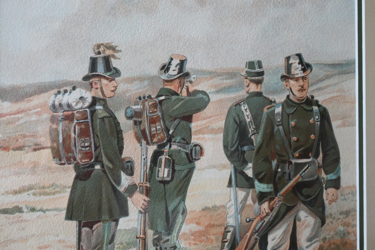 Louis Geens (1835–1906) Pair Of Watercolors, Military Scene-photo-2