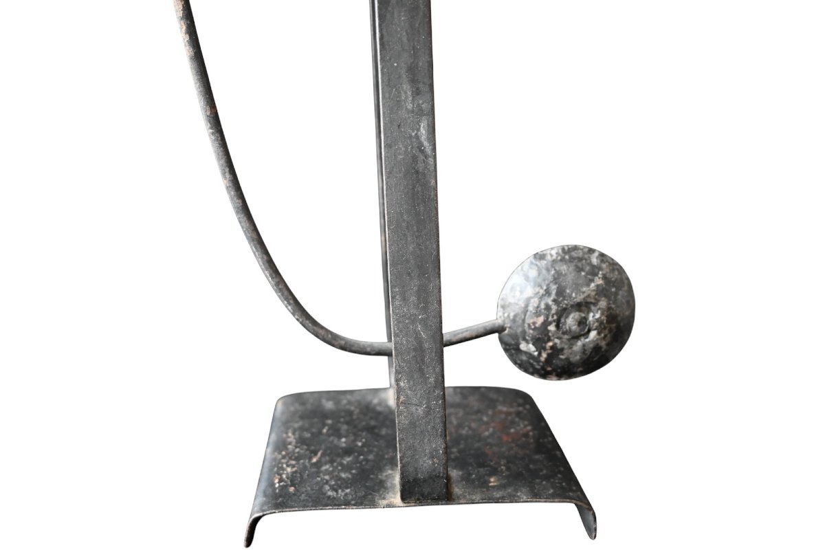 Antique Galloping Cowboy Balance Toy In Motion, Hand Painted Wrought Iron, 19th Century.-photo-3