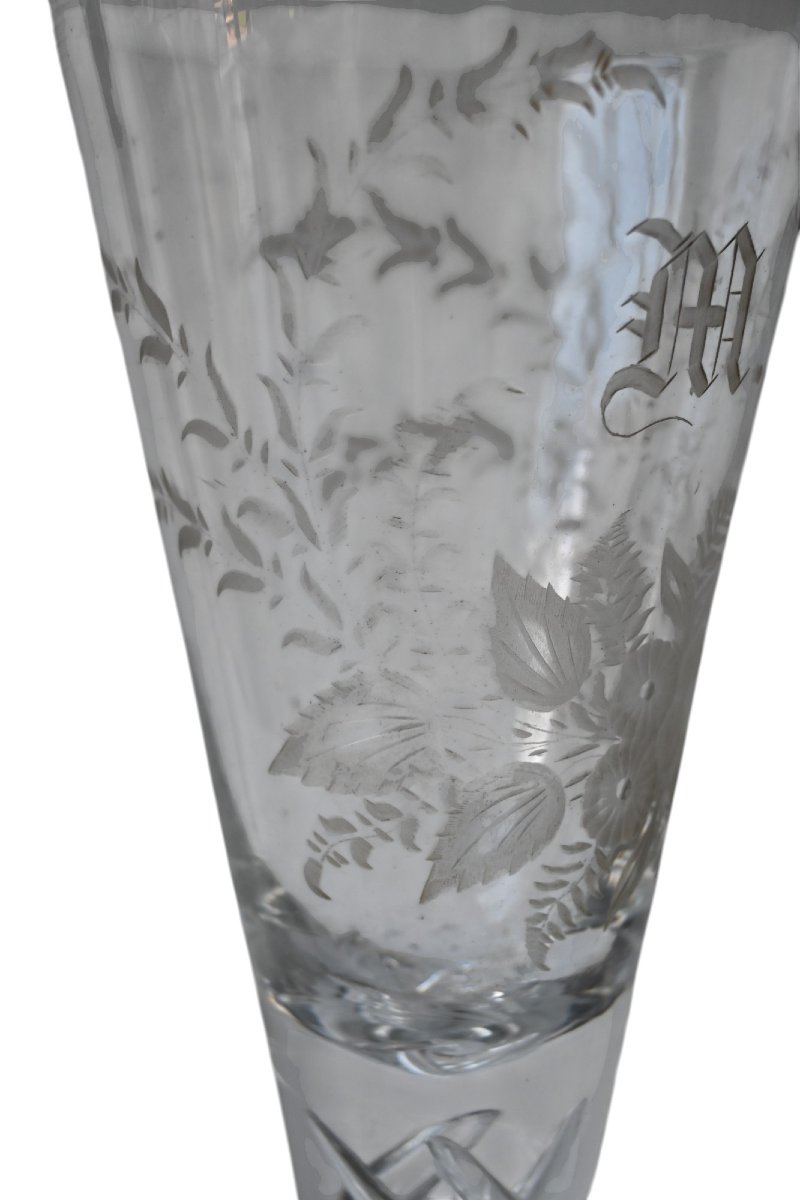 Pair Of Large (28 Cm) Twisted 19th Century Friendship/wedding Wine Glasses-photo-4