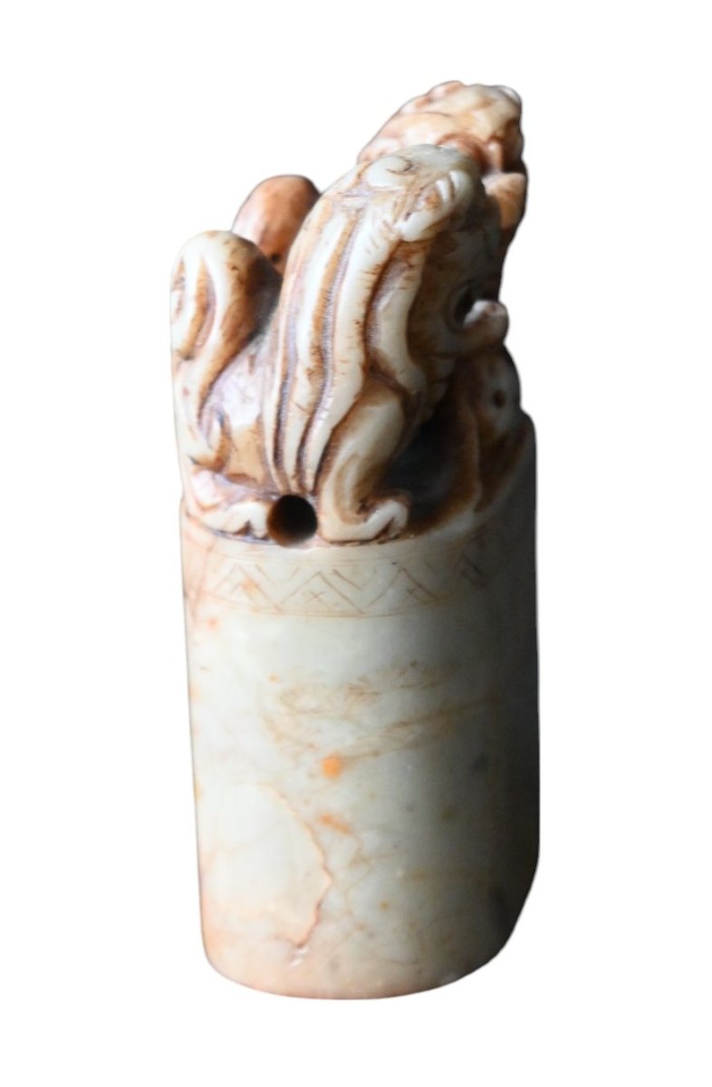 Cachet Sceau Chinois sculpté dans la stéatite, 19 éme siécle-photo-3