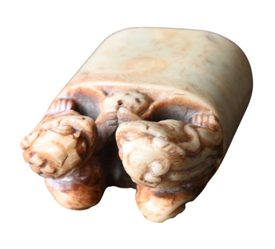 Cachet Sceau Chinois sculpté dans la stéatite, 19 éme siécle-photo-4