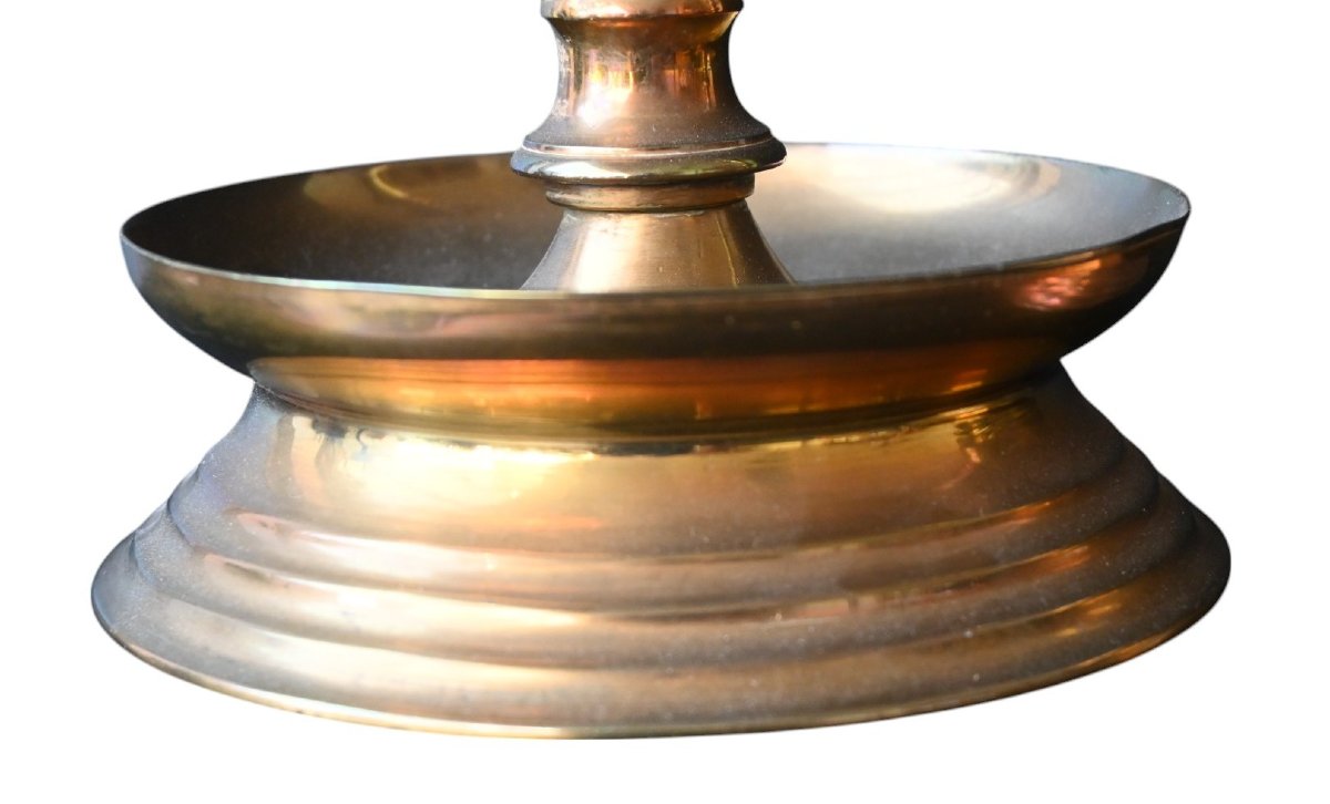 Paire de grands bougeoirs ( 34.5 cm) en bronze  du XVIIIe siècle-photo-2