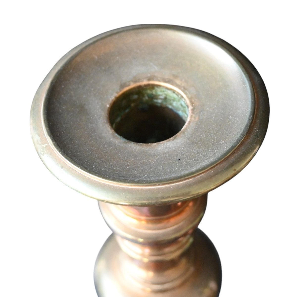 Paire de grands bougeoirs ( 34.5 cm) en bronze  du XVIIIe siècle-photo-1