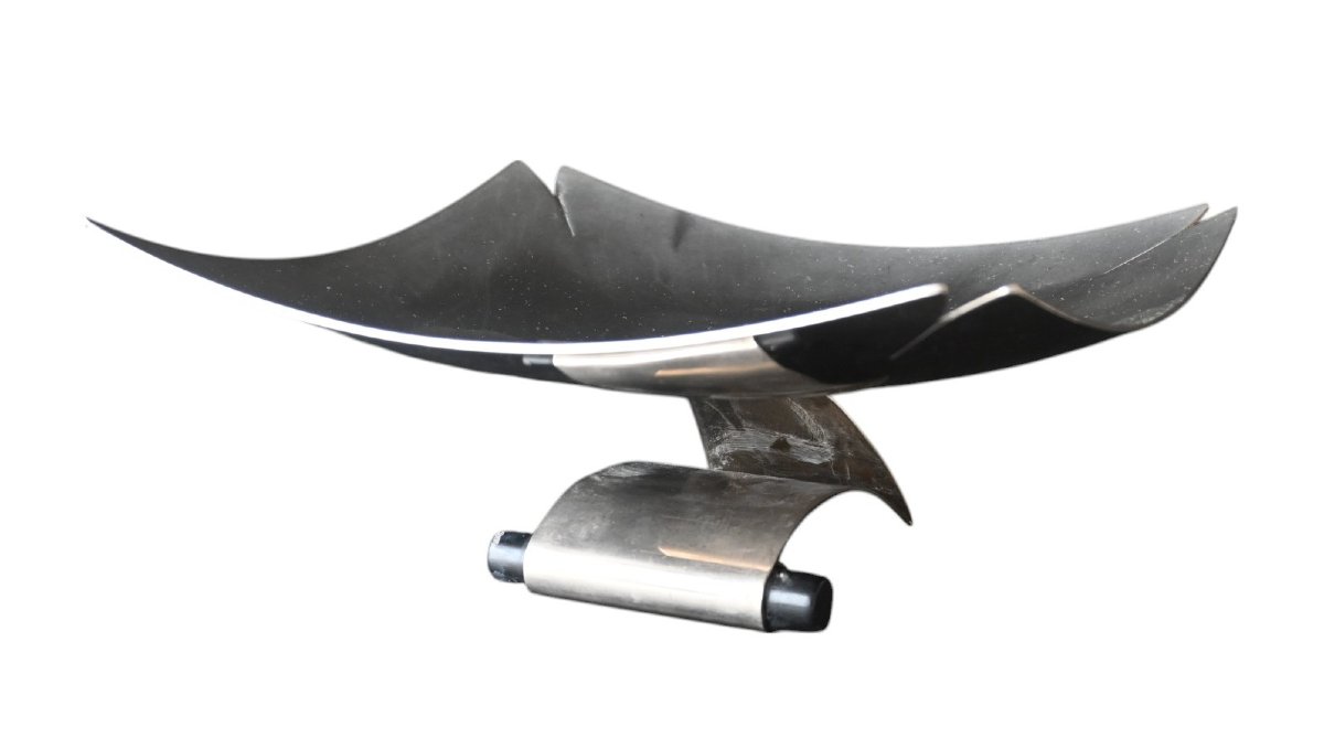 Centre de table moderniste sculptural en métal argenté par Lino Sabattini, Italie, années 1970-photo-1