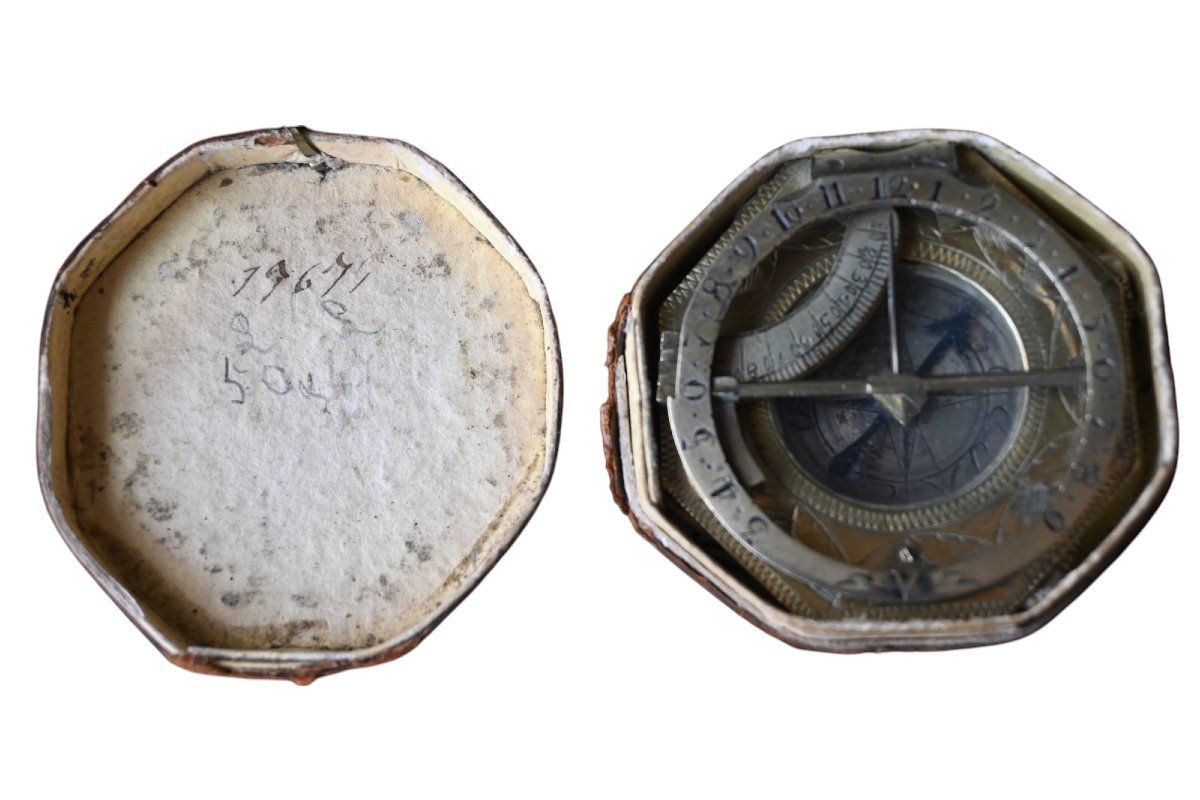 Rare cadran solaire équatorial et boussole du XVIIIe siècle par Johann Nepomuk Schrettegger,-photo-3