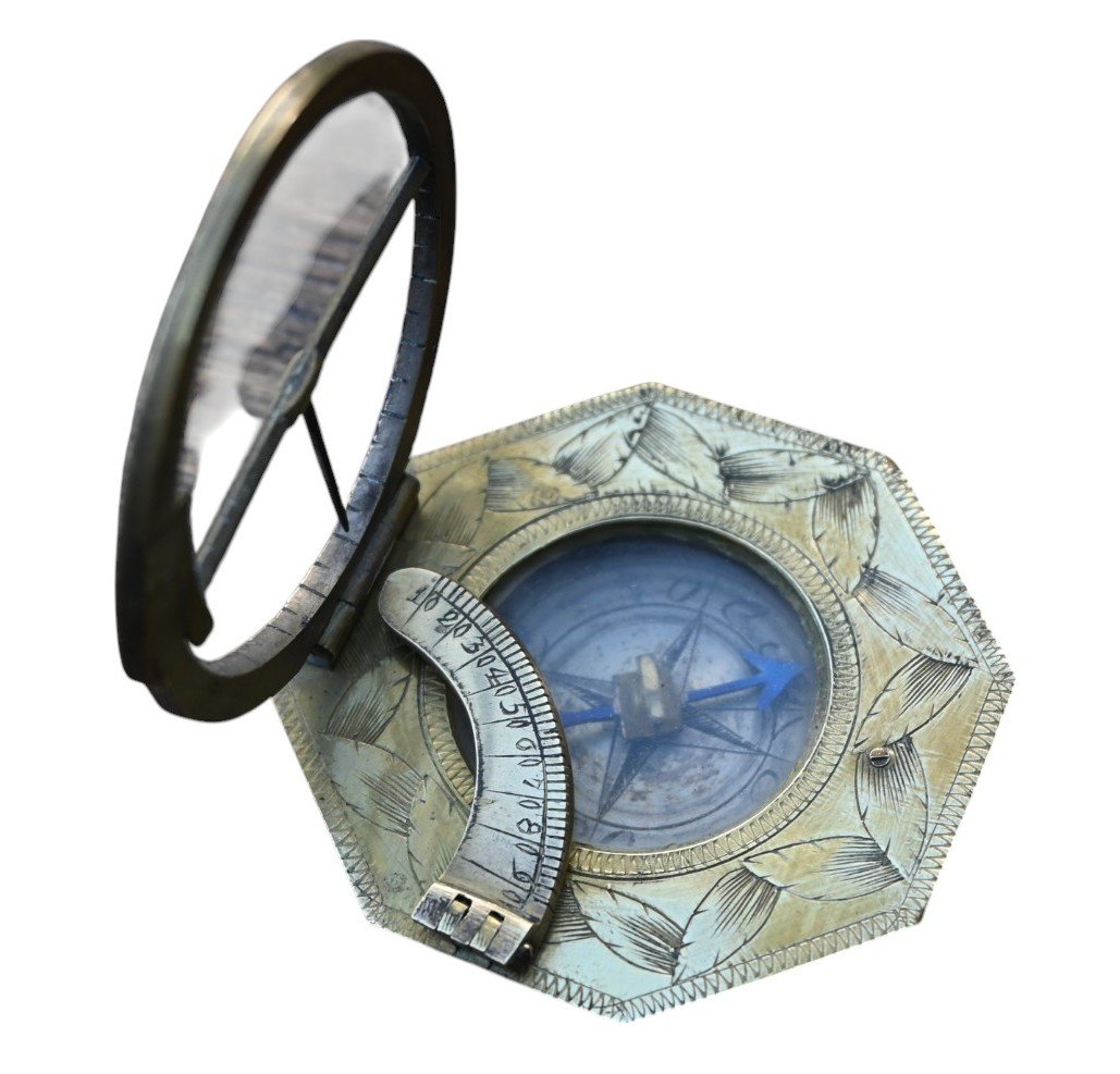 Rare cadran solaire équatorial et boussole du XVIIIe siècle par Johann Nepomuk Schrettegger,-photo-8