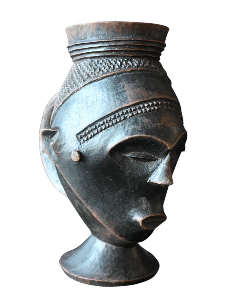Coupe anthropomorphe Lele ou Kuba en bois sculpté, milieu du XXe siècle-photo-2