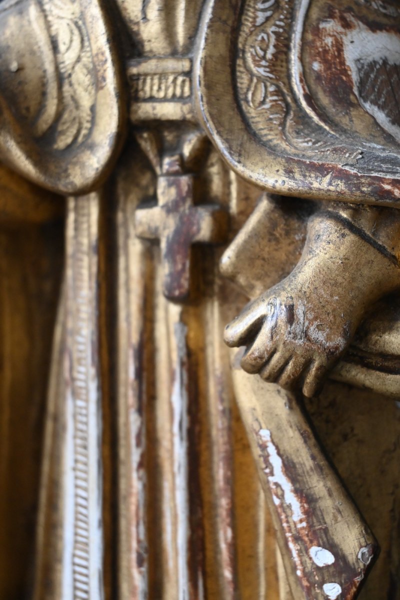 Sculpted And Gilded Statue Of Saint Augustine, 18th Century-photo-3