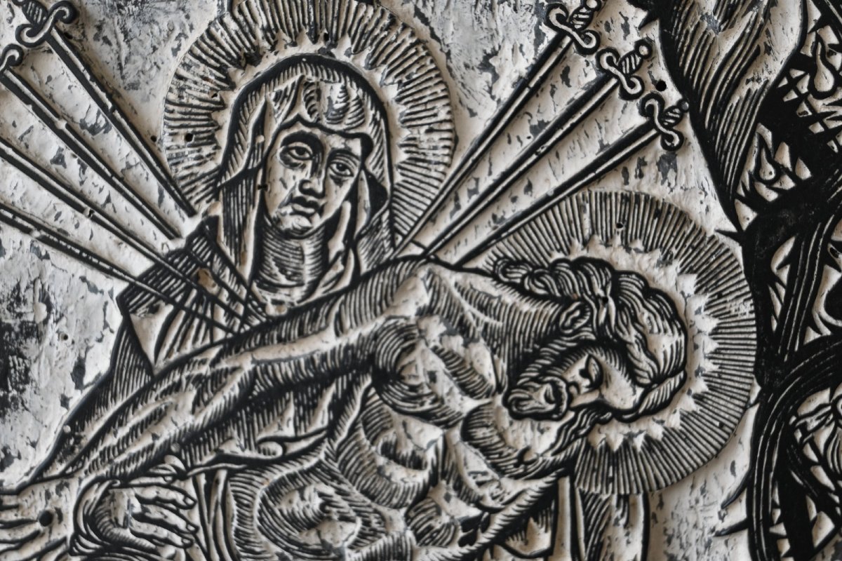 Woodblock Print, Pietà With Arma Christi (late 17th – Mid 18th Century)-photo-2