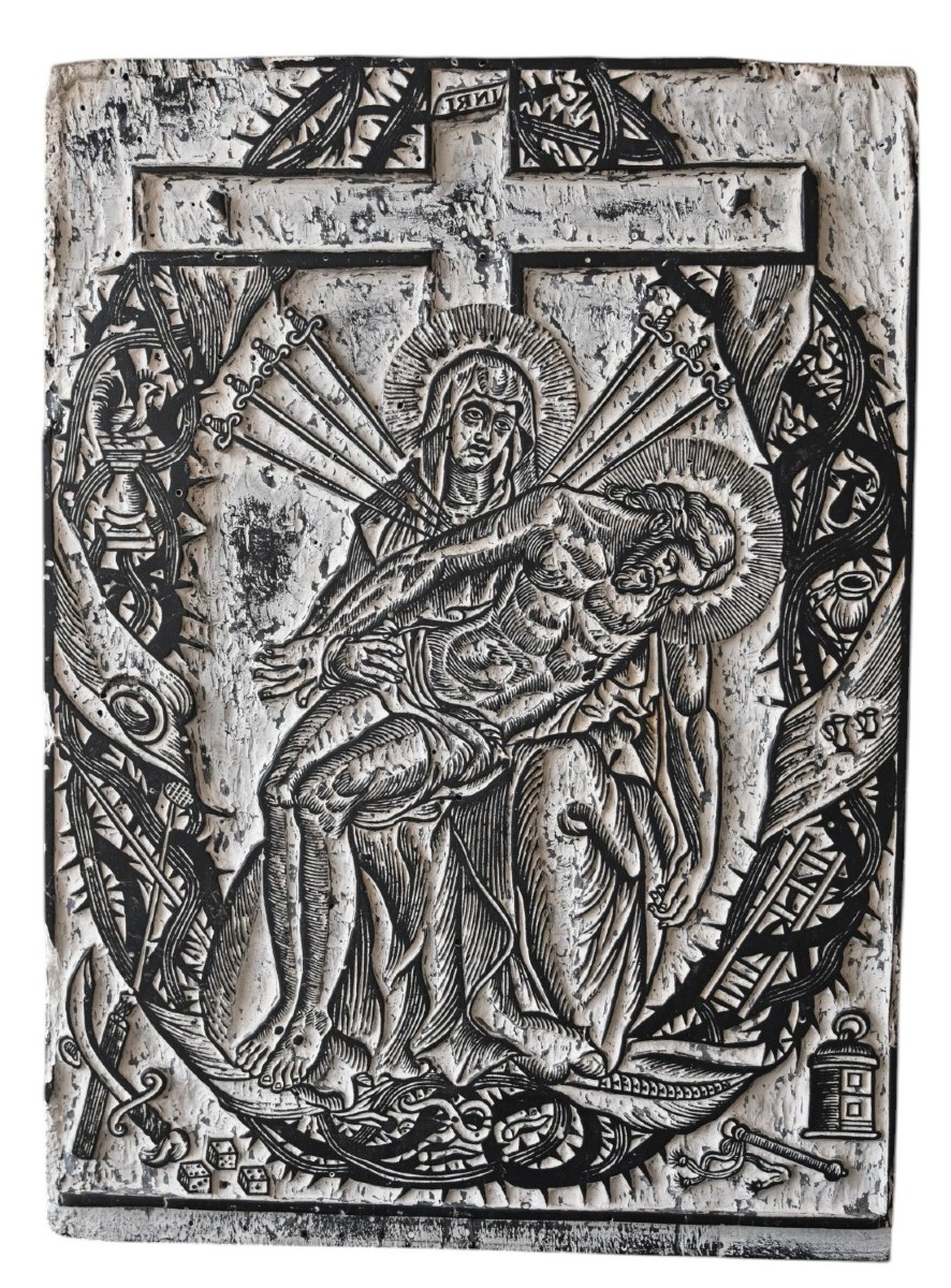 Woodblock Print, Pietà With Arma Christi (late 17th – Mid 18th Century)
