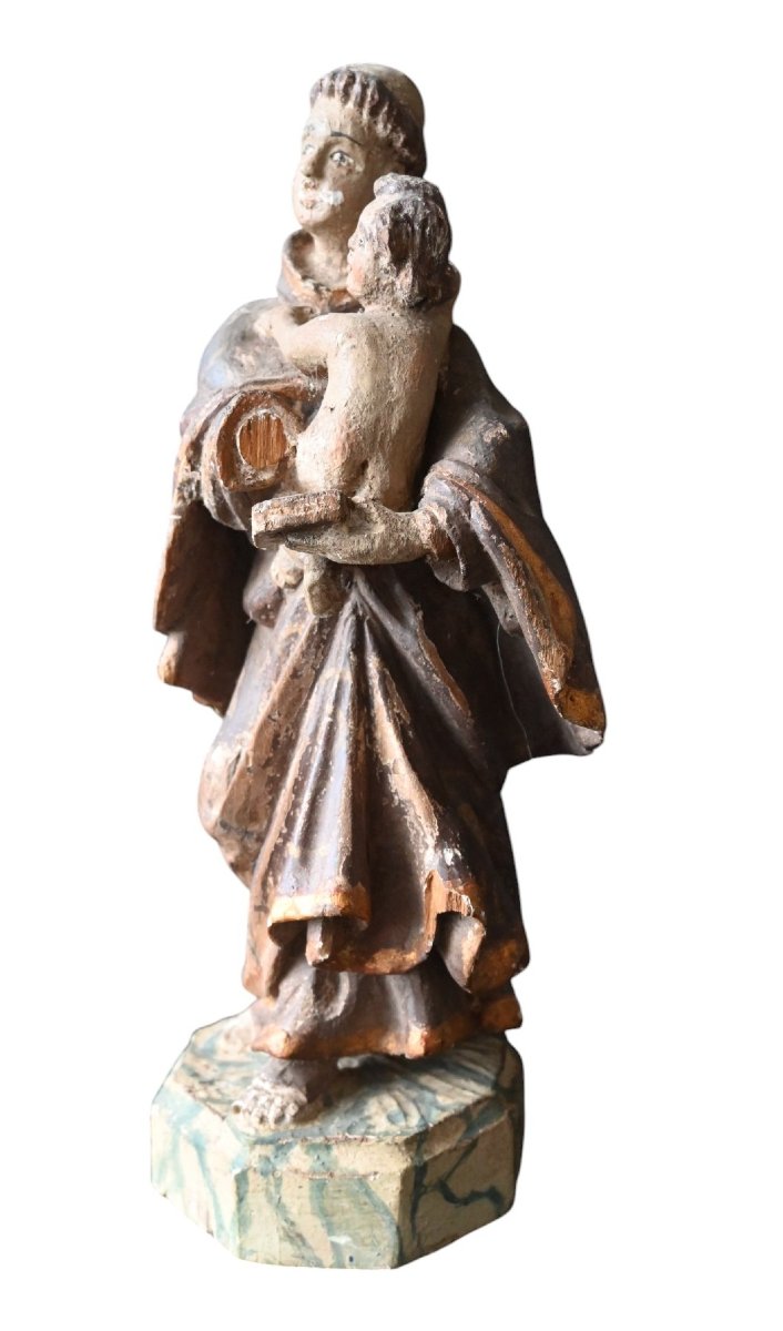 Saint Anthony Of Padua With The Infant Jesus – Polychrome Wooden Sculpture, Tyrol, 18th Century -photo-3