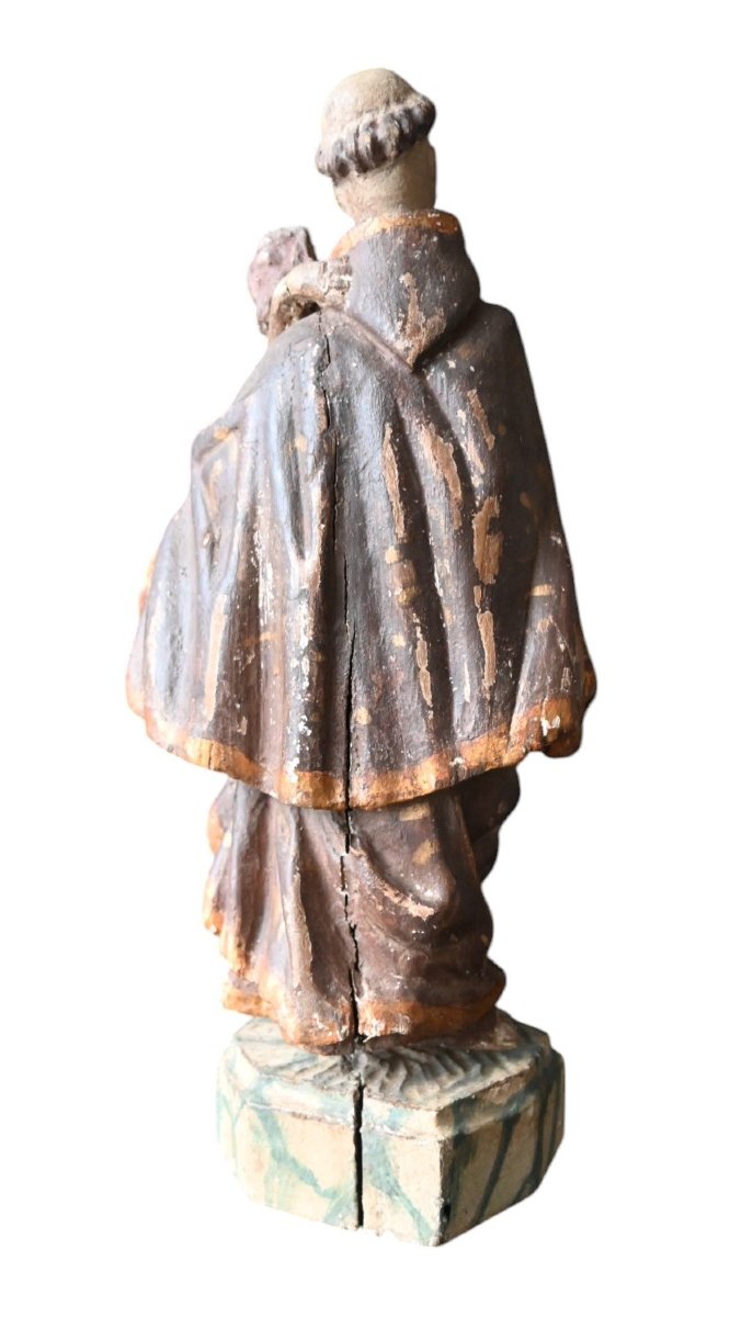 Saint Anthony Of Padua With The Infant Jesus – Polychrome Wooden Sculpture, Tyrol, 18th Century -photo-1