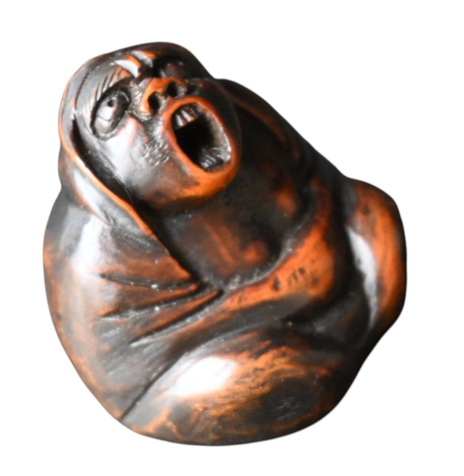 Japanese Boxwood Netsuke – Monk In Ecstasy, Edo Period-photo-4