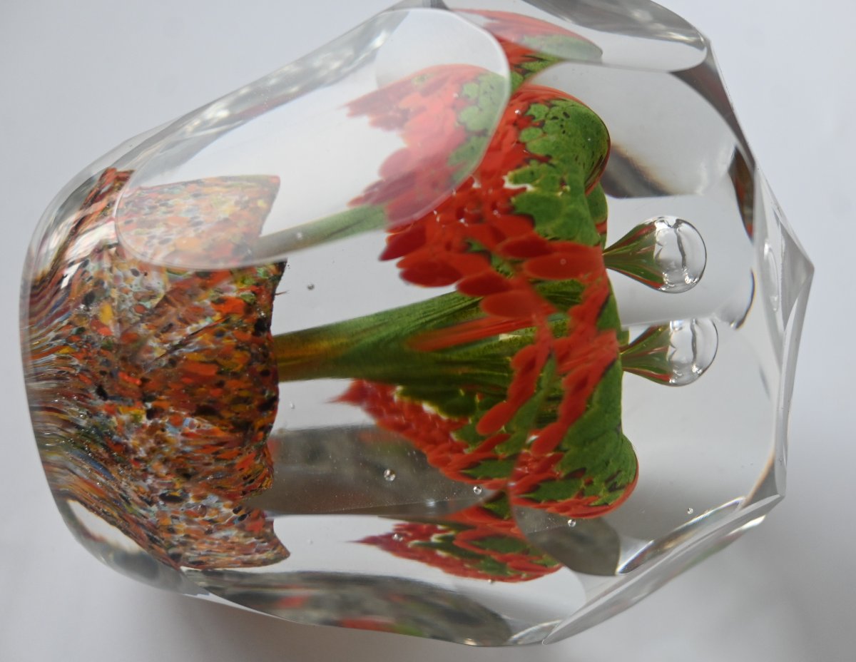 Rare Hand Signed Faceted Paperweight, Val Saint Lambert Circa 1960-photo-1