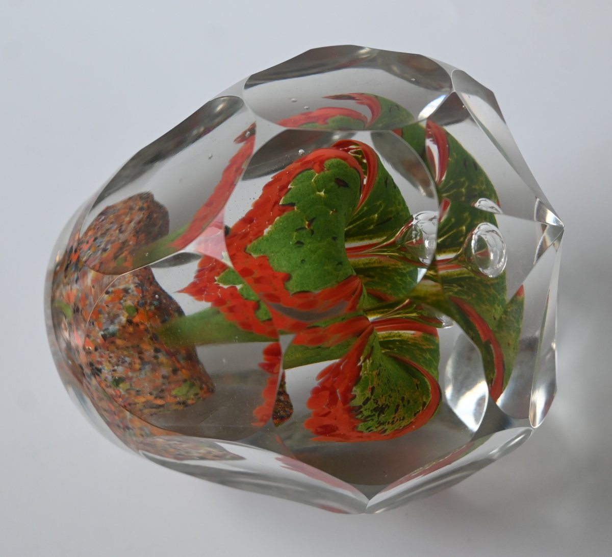 Rare Hand Signed Faceted Paperweight, Val Saint Lambert Circa 1960-photo-3