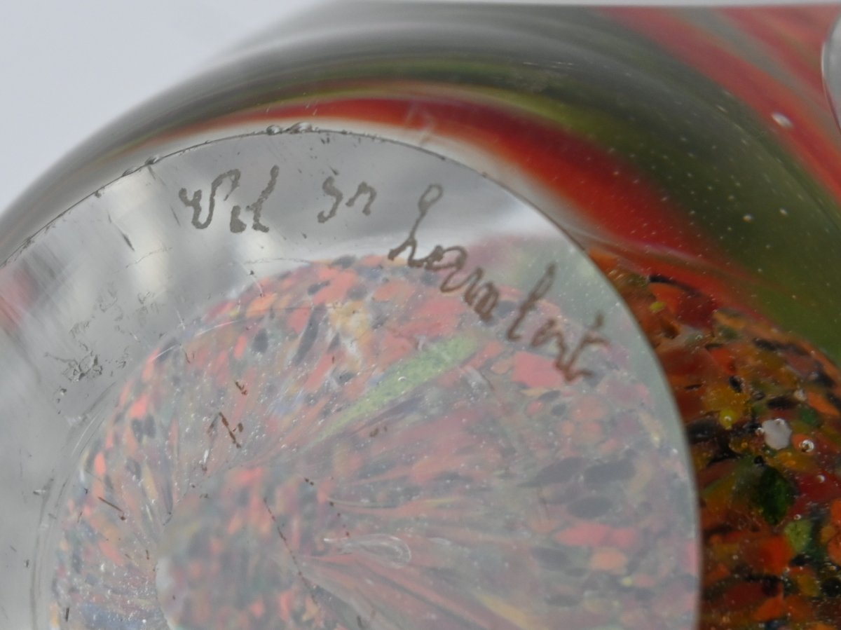 Rare Hand Signed Faceted Paperweight, Val Saint Lambert Circa 1960-photo-5