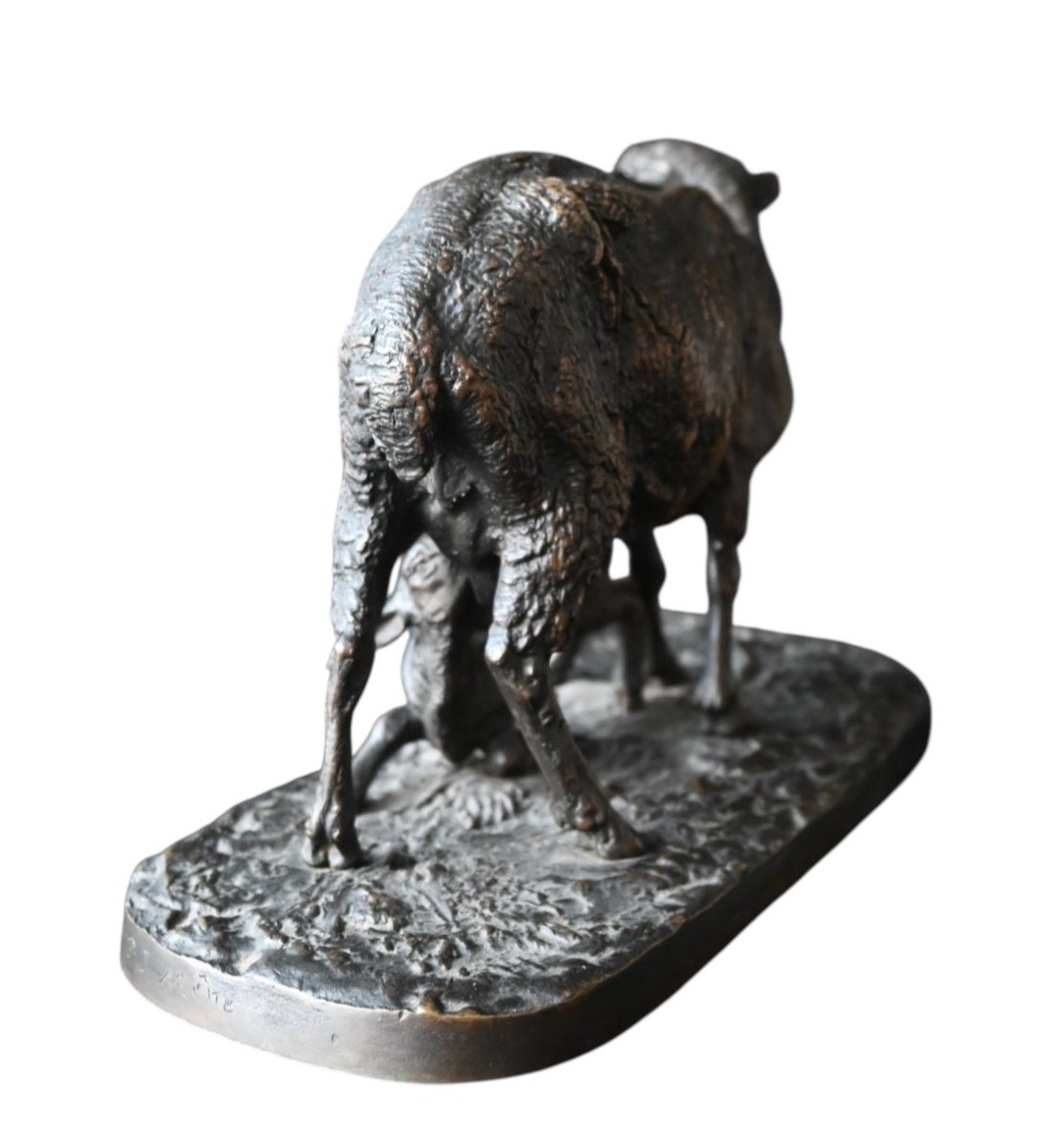 Pierre-Jules Mêne (1810–1879 )Bronze,  La Brebis et son Agneau, avec provenance important-photo-2
