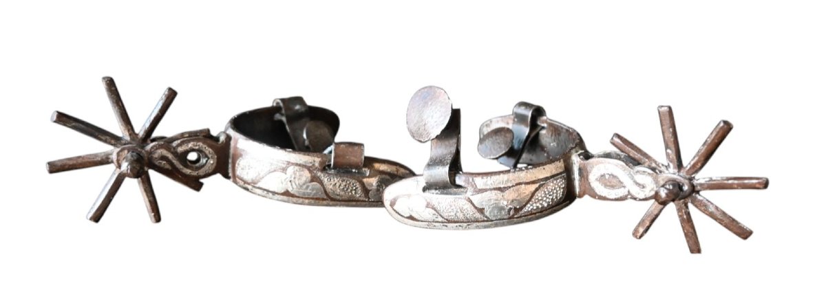 Gaucho Spurs – Hand-forged Iron And Silver Inlay – Argentina, 18th Century-photo-4
