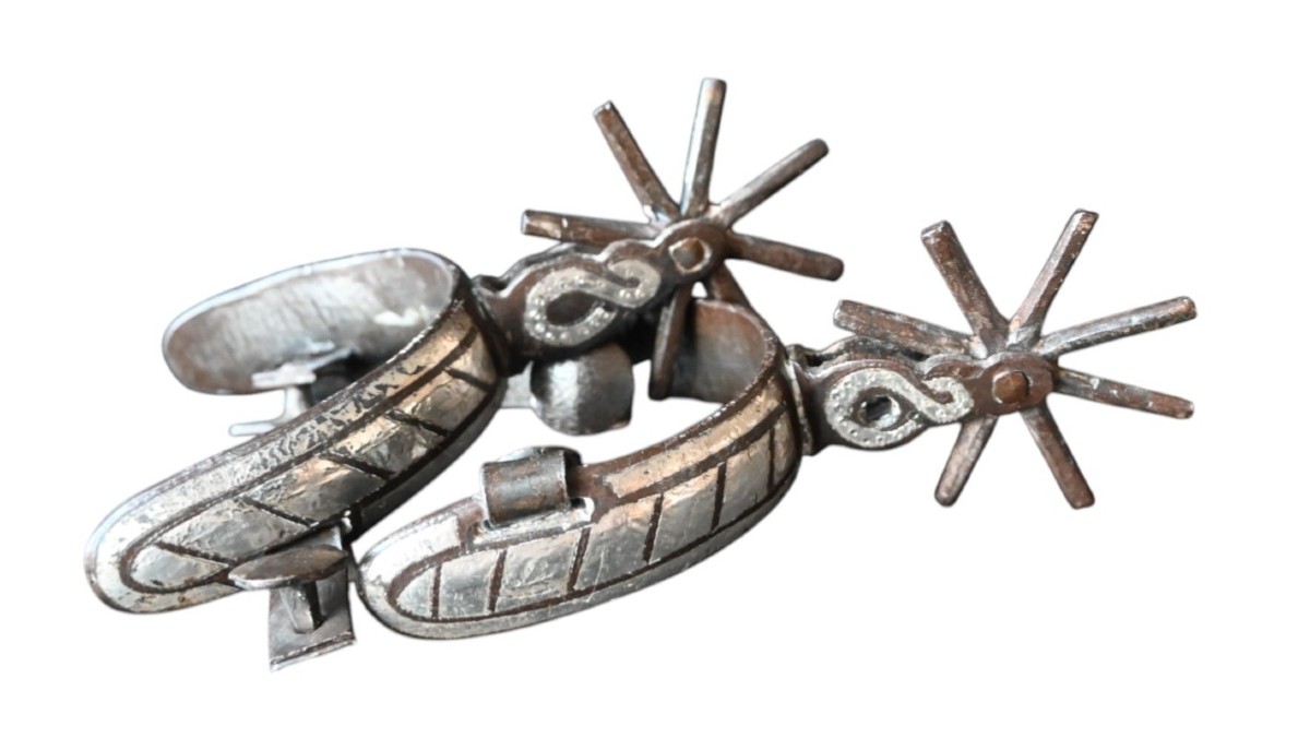 Gaucho Spurs – Hand-forged Iron And Silver Inlay – Argentina, 18th Century