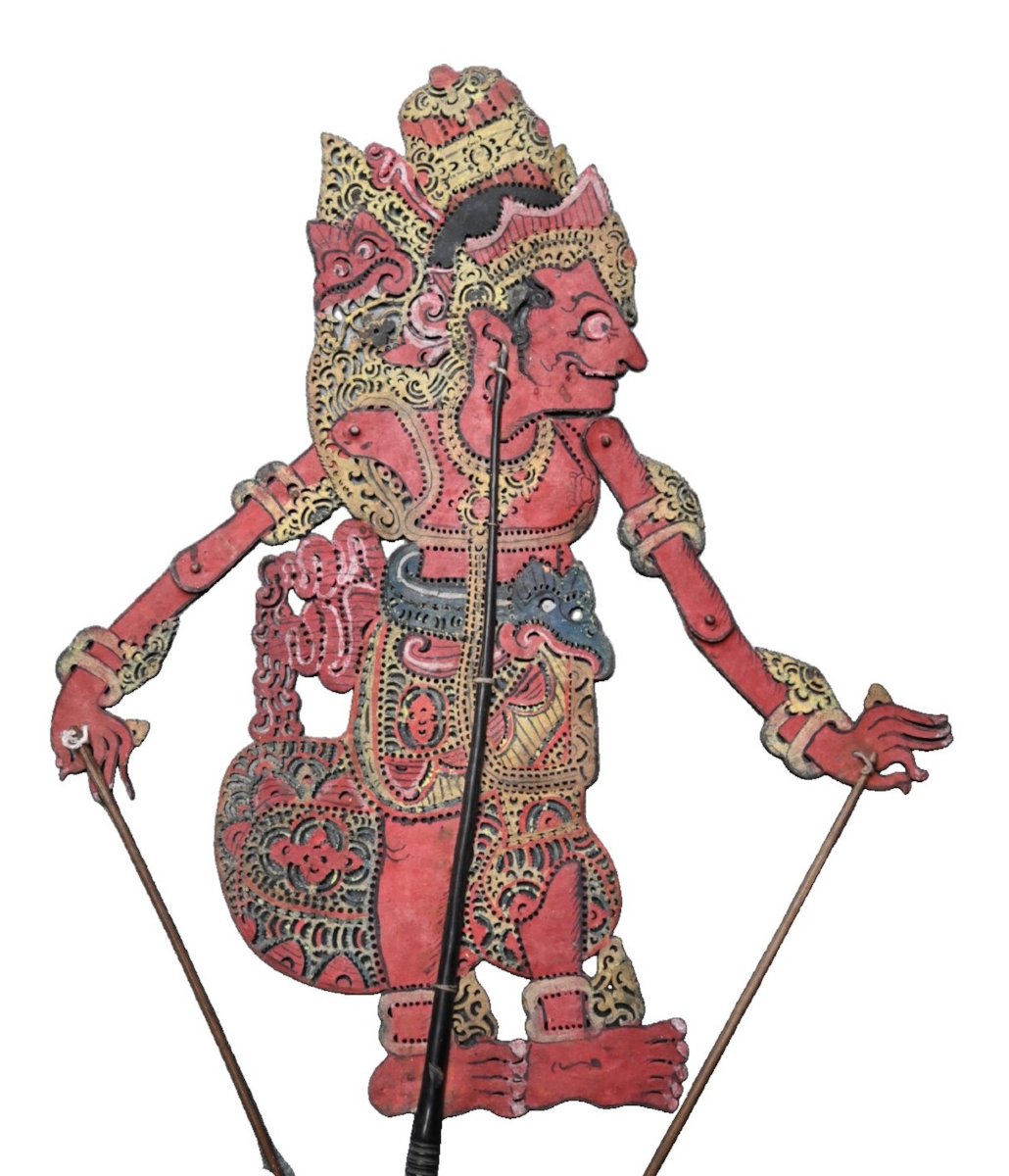 Ensemble de deux  Marionnettes Wayang Kulit Anciennes, fin 19éme siécle-photo-2