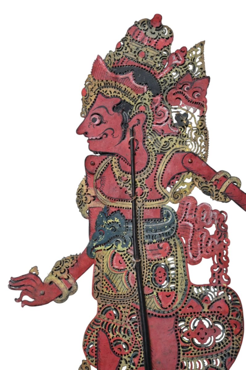 Ensemble de deux  Marionnettes Wayang Kulit Anciennes, fin 19éme siécle-photo-2