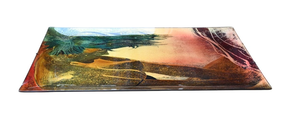 Italian Reverse-painted Glass Wall Plaque, Signed “pachini”-photo-4