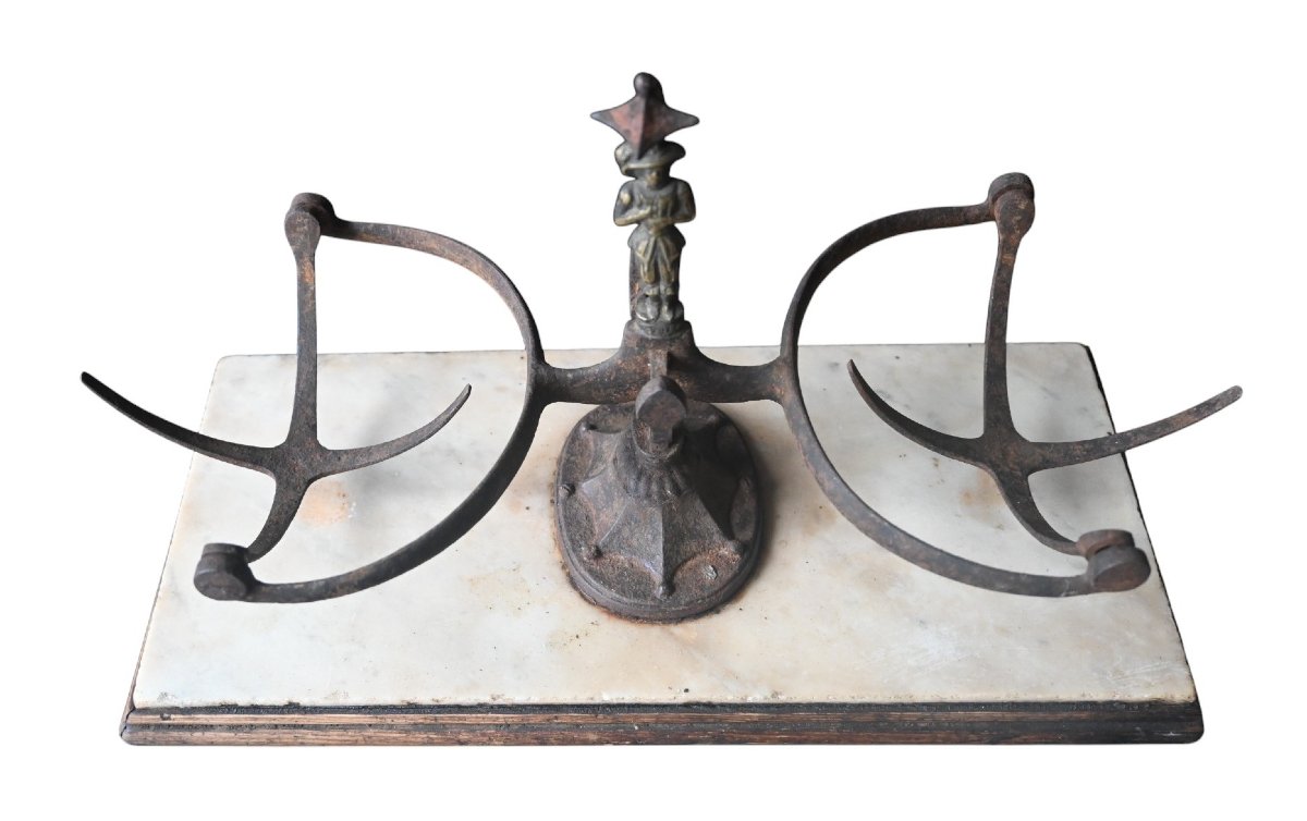 Antique Tobacco Scale With Horn Trays – 19th Century, Napoleon III Period-photo-1