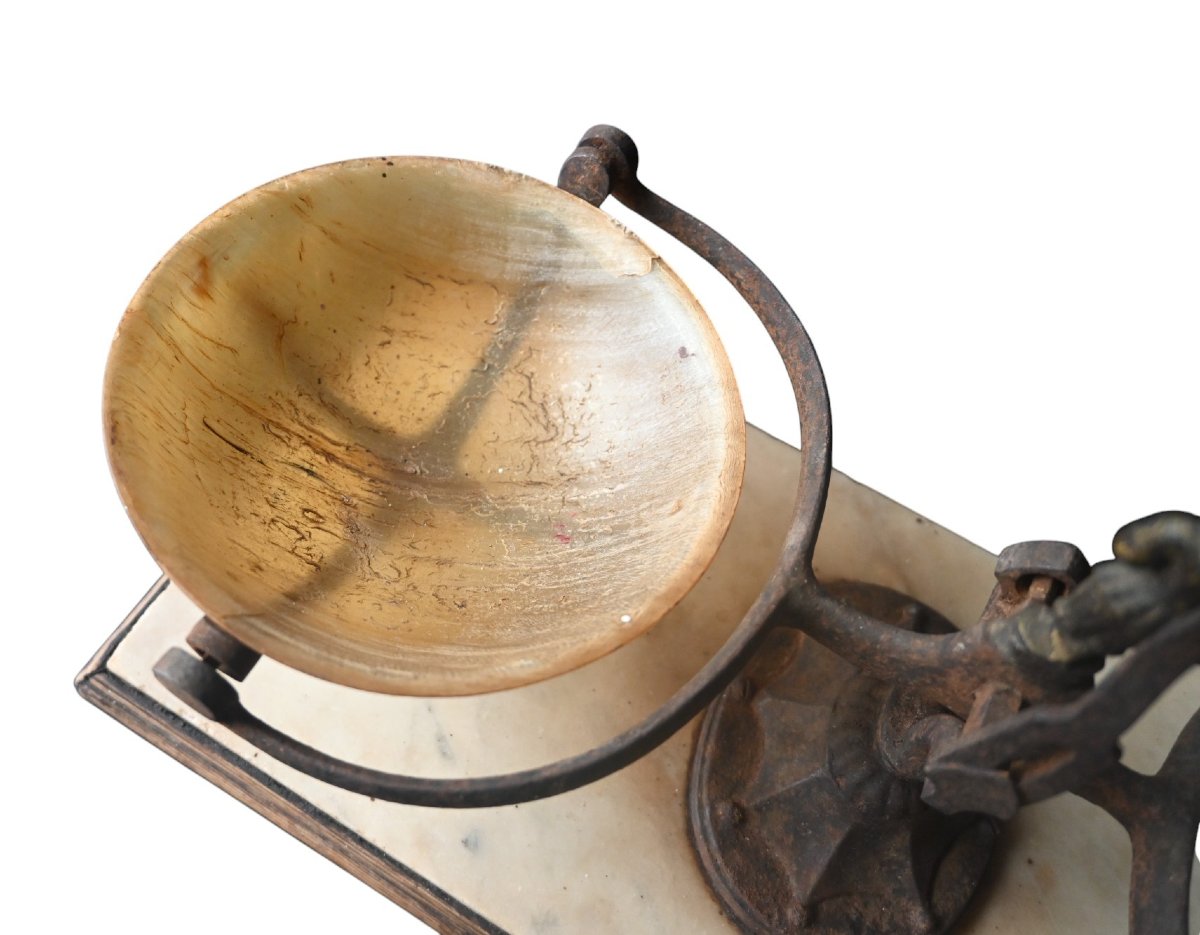 Antique Tobacco Scale With Horn Trays – 19th Century, Napoleon III Period-photo-4