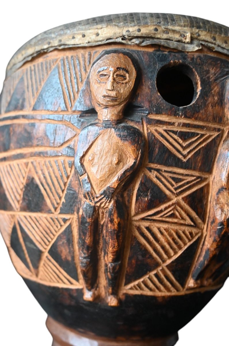Carved Drum (ngoma) – Luba-maniema / Zela, Democratic Republic Of Congo-photo-2