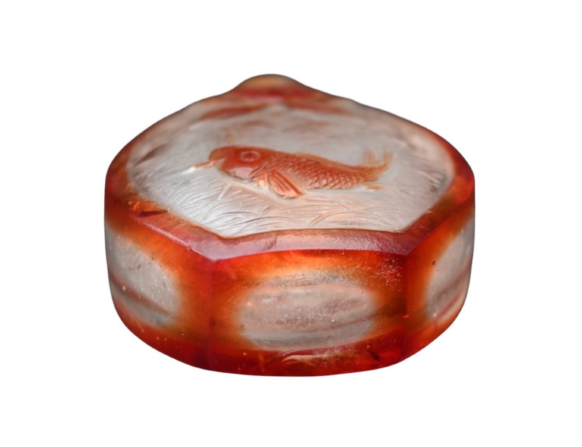 Peking Glass Tobacco Bottle – Fish And Lotus – Circa 1890–1920-photo-4