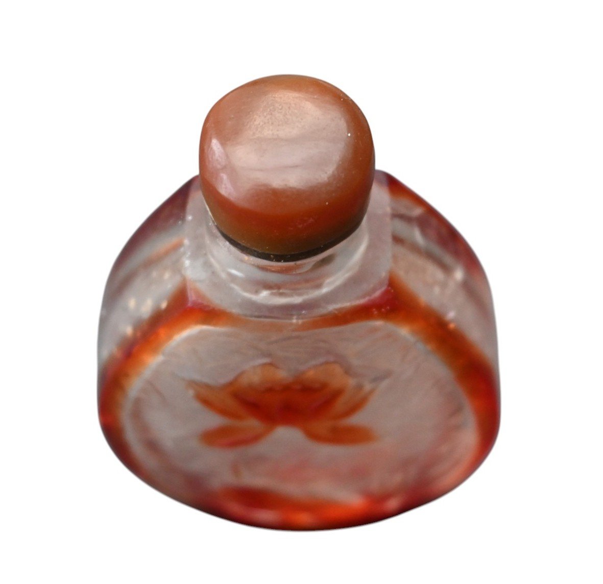 Peking Glass Tobacco Bottle – Fish And Lotus – Circa 1890–1920-photo-2