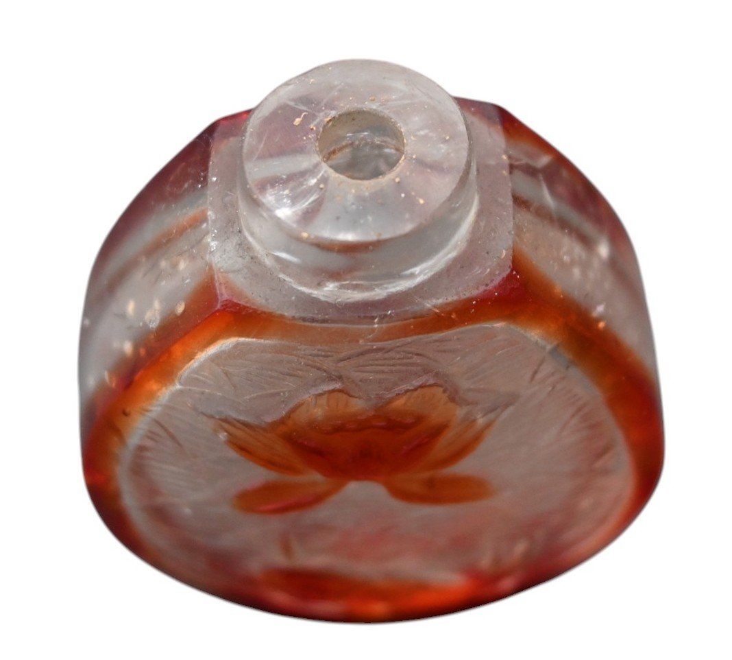 Peking Glass Tobacco Bottle – Fish And Lotus – Circa 1890–1920-photo-3