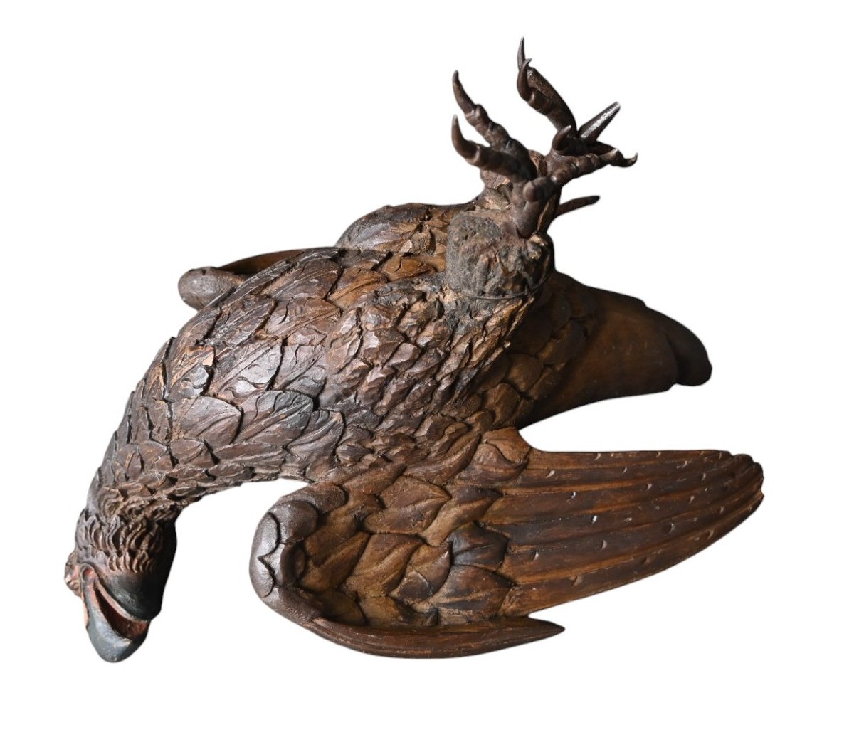 Carved Wooden Eagle With Iron Talons – 19th Century-photo-3