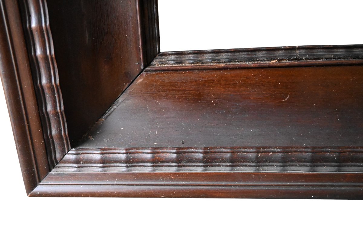 Antique Wooden Frame, 19th Century – 18×24 Cm – Brown Patina, Fluted Molding-photo-2