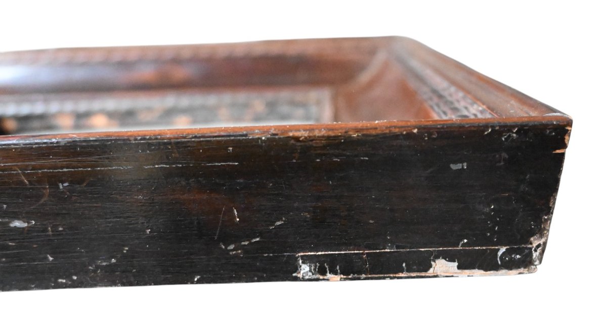 Antique Wooden Frame, 19th Century – 18×24 Cm – Brown Patina, Fluted Molding-photo-4