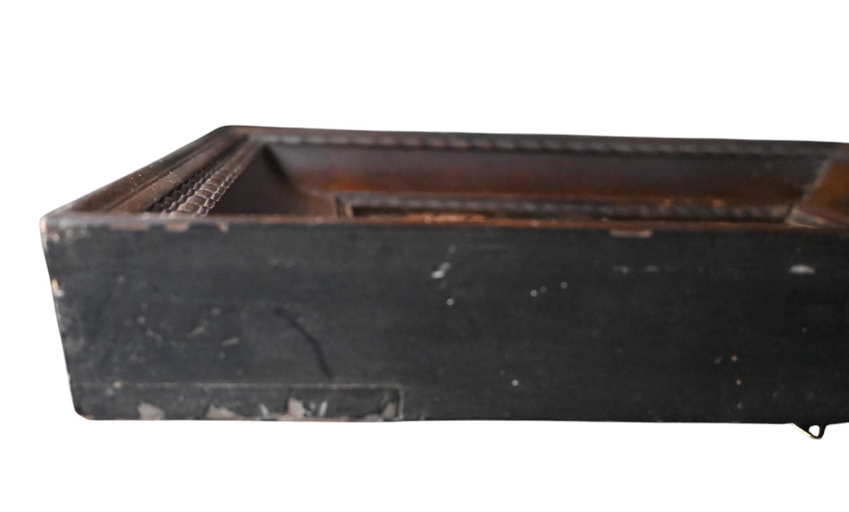 Antique Wooden Frame, 19th Century – 18×24 Cm – Brown Patina, Fluted Molding-photo-1