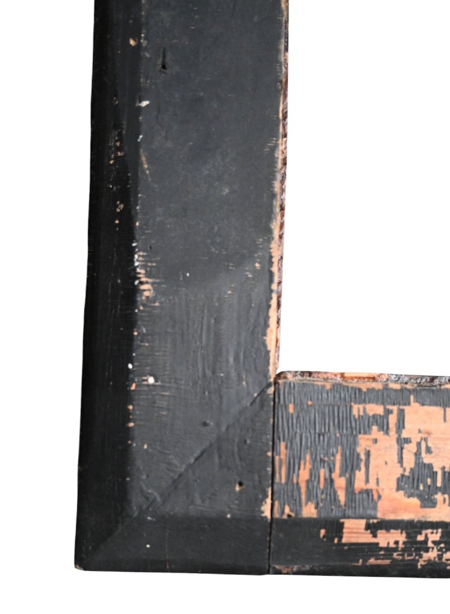 Antique Wooden Frame, 19th Century – 18×24 Cm – Brown Patina, Fluted Molding-photo-3