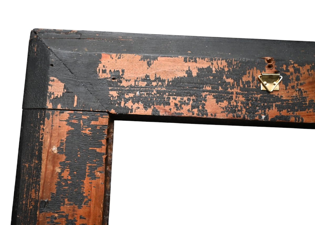 Antique Wooden Frame, 19th Century – 18×24 Cm – Brown Patina, Fluted Molding-photo-4