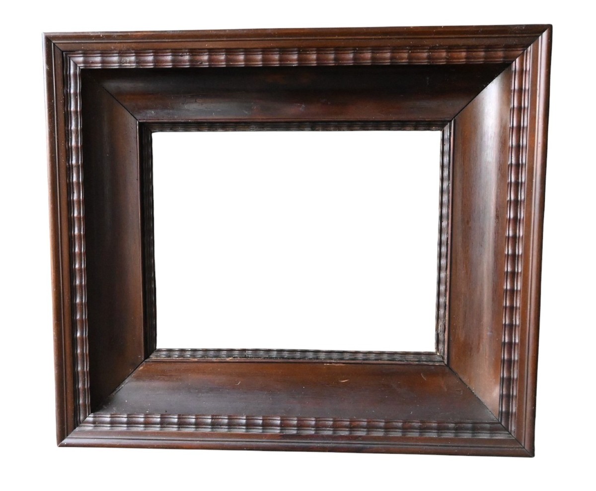 Antique Wooden Frame, 19th Century – 18×24 Cm – Brown Patina, Fluted Molding