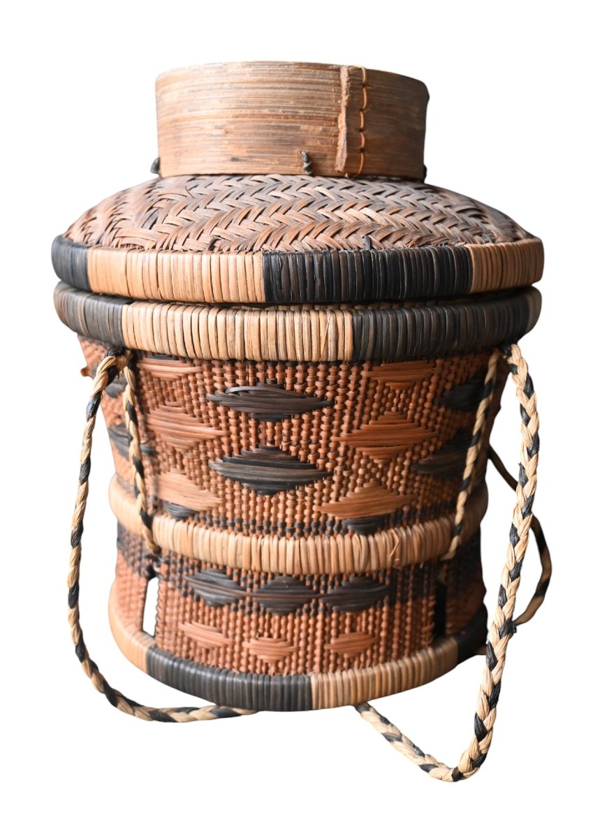 Pende Or Chokwe Lidded Basket – Hand-woven Storage Basket, Early 20th Century