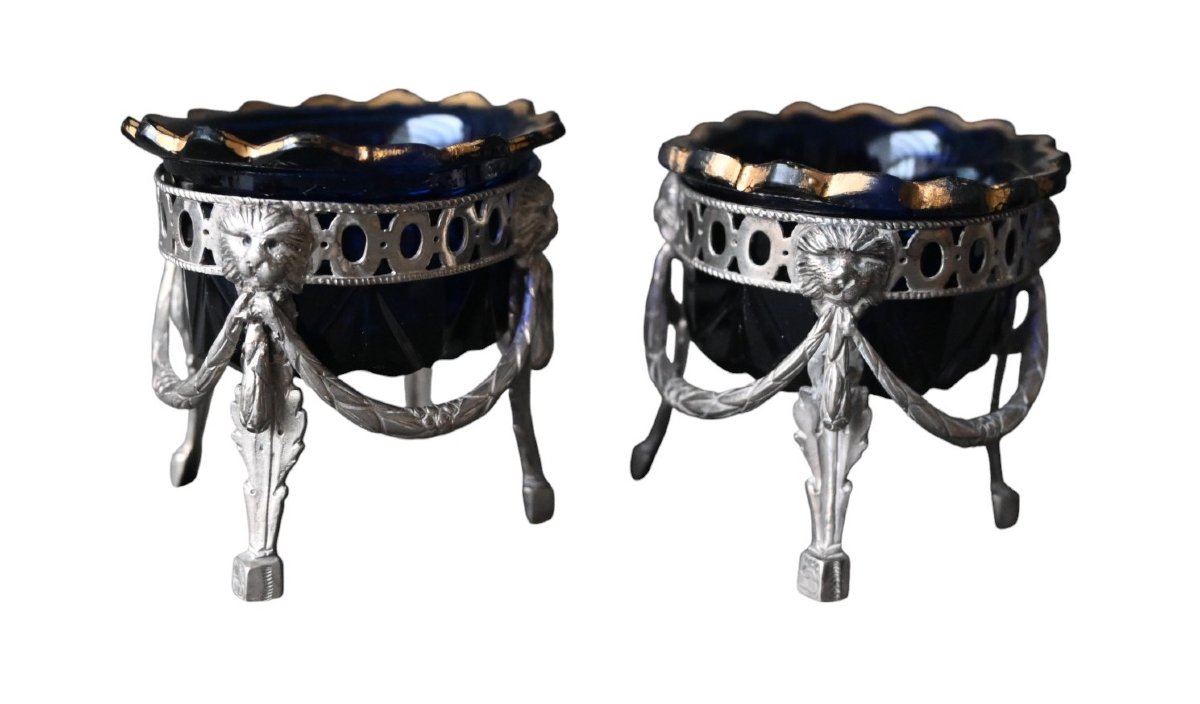 Paire de salières en argent – Liège XVIIIᵉ siècle – Mathieu Gérard – style Louis XVI -photo-1