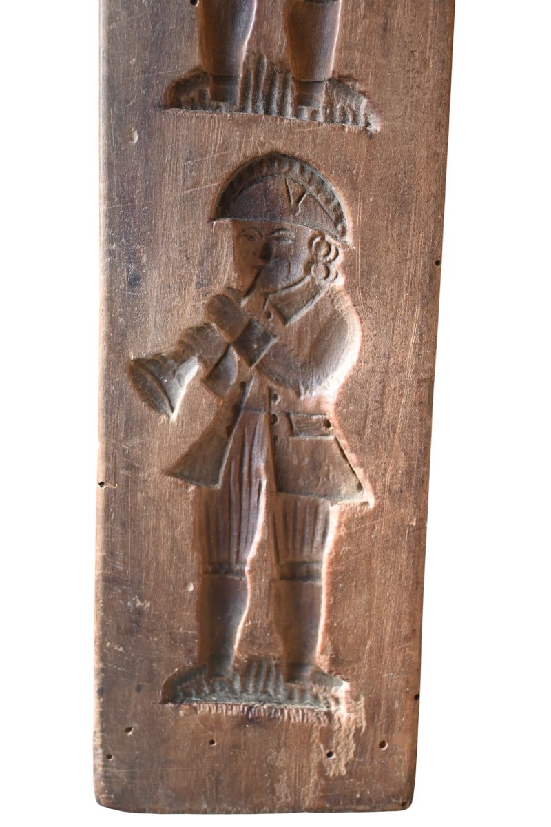 Antique Double-sided Speculoos Mold – Sculpted Musicians – 19th Century-photo-2