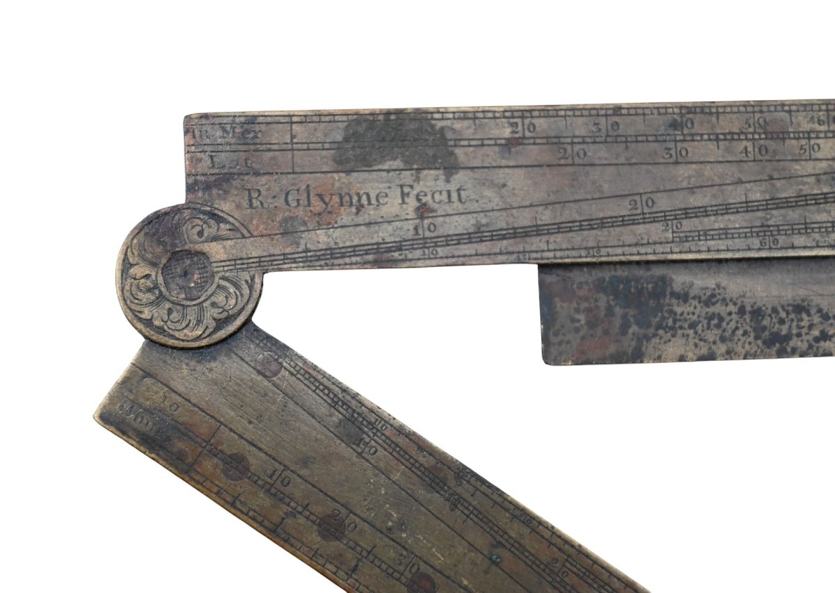Secteur anglais en laiton, signé “R. Glynne Fecit”, XVIIIᵉ siècle (vers 1750–1775)-photo-4
