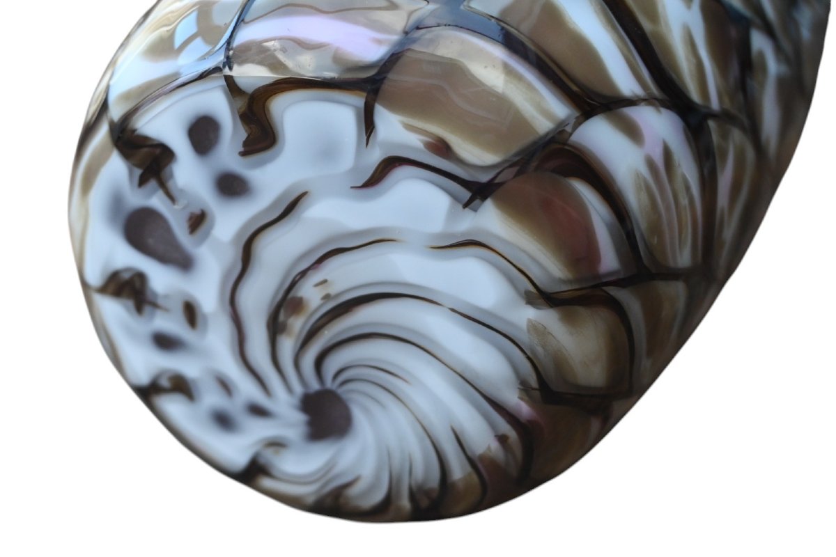 Grand Vase en Verre de Murano des Années 1970 – Attribué à l’AVEM – Rare Décor d’Écailles -photo-1