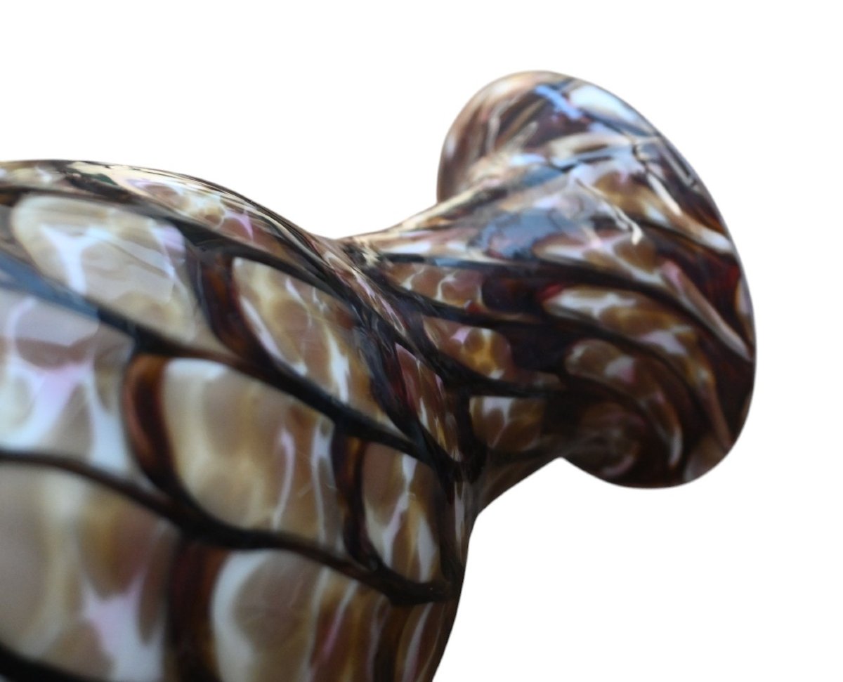 Grand Vase en Verre de Murano des Années 1970 – Attribué à l’AVEM – Rare Décor d’Écailles -photo-2