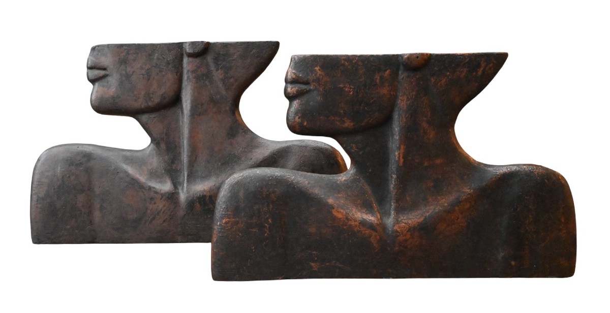 Paire de sculptures modernistes signée “Jean Marie”, attribuée à Louis Smeyers (1923–2009)