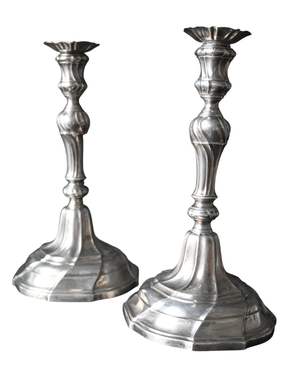 Pair Of Louis XV Solid Silver Candlesticks, Mons (bergen), Circa 1760–1780