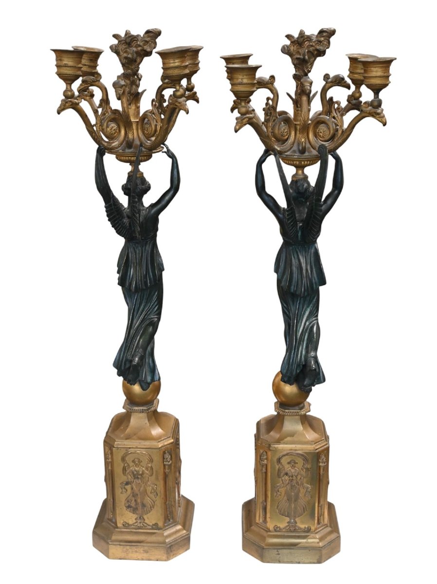 Paire de candélabres Empire en bronze doré et patiné, Pierre-Philippe Thomire, Paris, 1805-1815-photo-3